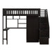 GFD Home - Twin size Loft Bed with Bookshelf,Drawers,Desk,and Wardrobe-Espresso - GreatFurnitureDeal