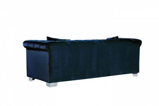 Meridian Furniture - Kayla Velvet Sofa in Navy - 615Navy-S - GreatFurnitureDeal