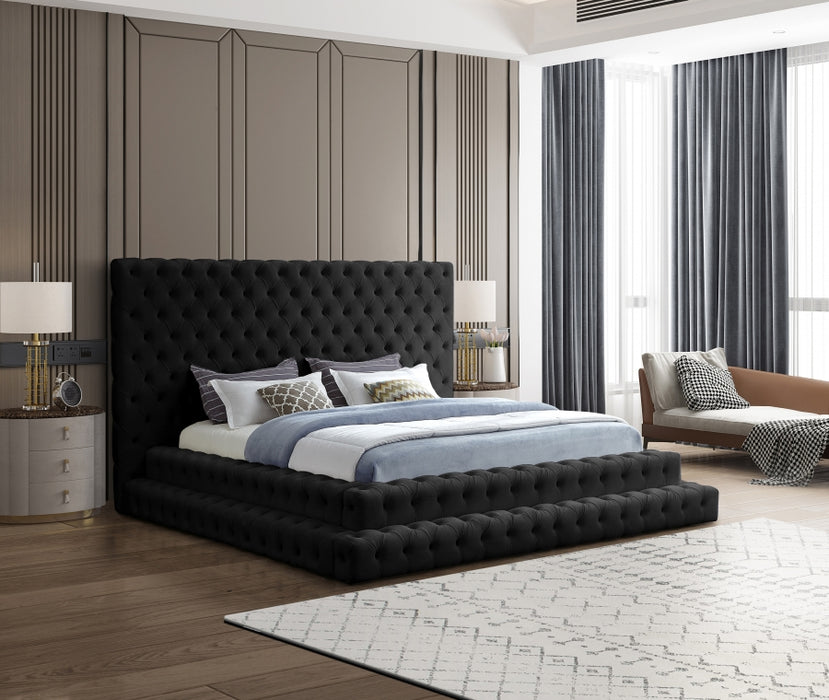 Meridian Furniture - Revel Velvet Queen Bed in Black - RevelBlack-Q