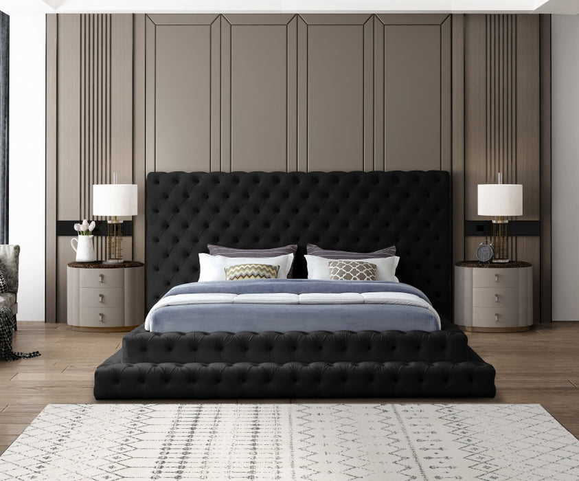 Meridian Furniture - Revel Velvet Queen Bed in Black - RevelBlack-Q - GreatFurnitureDeal