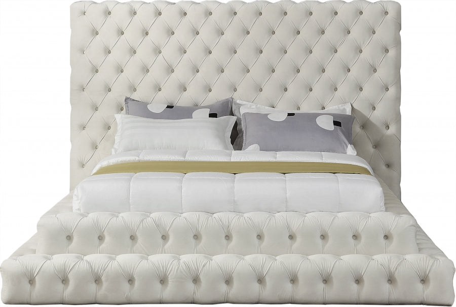 Meridian Furniture - Revel Velvet King Bed in Cream - RevelCream-K - GreatFurnitureDeal