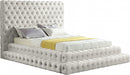 Meridian Furniture - Revel Velvet Queen Bed in Cream - RevelCream-Q - GreatFurnitureDeal