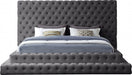 Meridian Furniture - Revel Velvet King Bed in Grey - RevelGrey-K - GreatFurnitureDeal