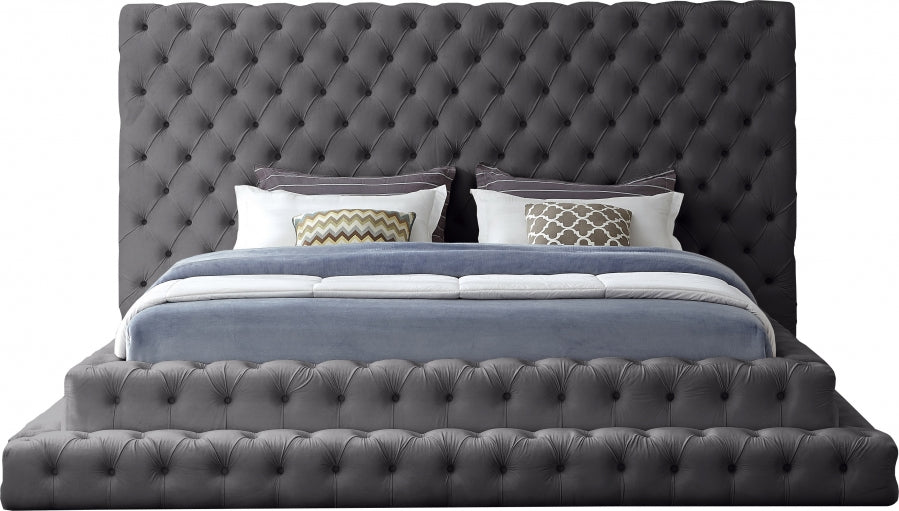 Meridian Furniture - Revel Velvet King Bed in Grey - RevelGrey-K