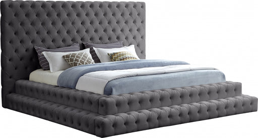 Meridian Furniture - Revel Velvet King Bed in Grey - RevelGrey-K - GreatFurnitureDeal