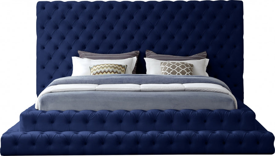 Meridian Furniture - Revel Velvet King Bed in Navy - RevelNavy-K