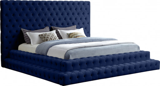 Meridian Furniture - Revel Velvet King Bed in Navy - RevelNavy-K - GreatFurnitureDeal