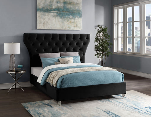 Meridian Furniture - Kira Velvet King Bed in Black - KiraBlack-K - GreatFurnitureDeal