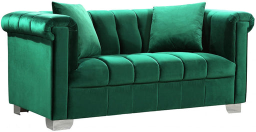 Meridian Furniture - Kayla Velvet Loveseat in Green - 615Green-L - GreatFurnitureDeal