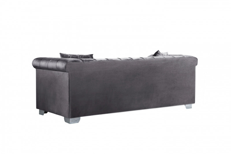 Meridian Furniture - Kayla Velvet Loveseat in Grey - 615Grey-L - GreatFurnitureDeal