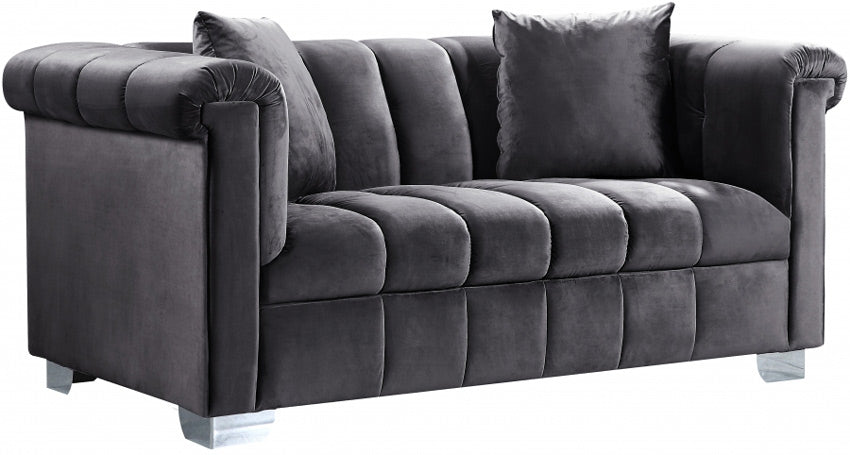 Meridian Furniture - Kayla 3 Piece Living Room Set in Grey - 615Grey-S-3SET - GreatFurnitureDeal