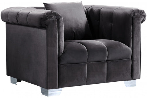 Meridian Furniture - Kayla Velvet Chair in Grey - 615Grey-C - GreatFurnitureDeal