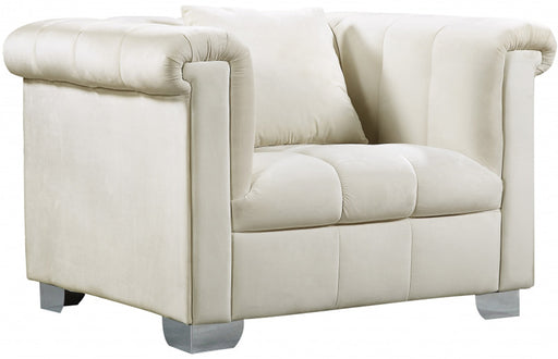 Meridian Furniture - Kayla Velvet Chair in Cream - 615Cream-C - GreatFurnitureDeal