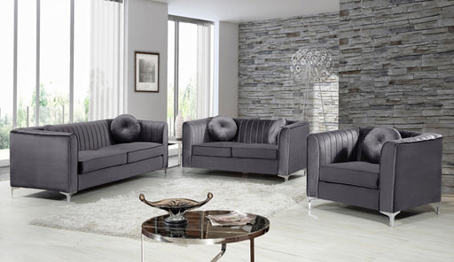 Meridian Furniture - Isabelle Velvet Loveseat in Grey - 612Grey-L - GreatFurnitureDeal
