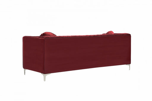 Meridian Furniture - Isabelle Velvet Sofa in Burgundy - 612Burg-S - GreatFurnitureDeal