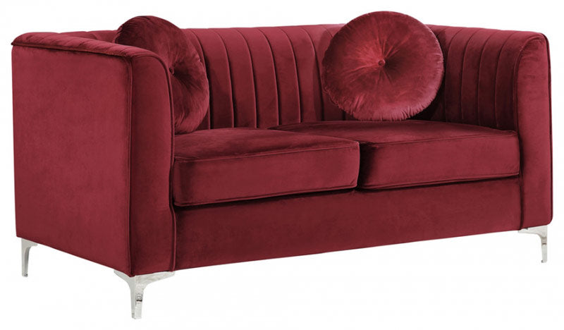 Meridian Furniture - Isabelle 3 Piece Living Room Set in Burgundy - 612Burg-S-3SET - GreatFurnitureDeal