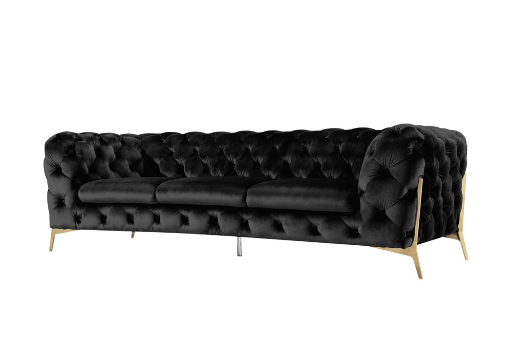 VIG Furniture - Divani Casa Sheila Modern Black Velvet Sofa Set - VGCA1346-BLK - GreatFurnitureDeal