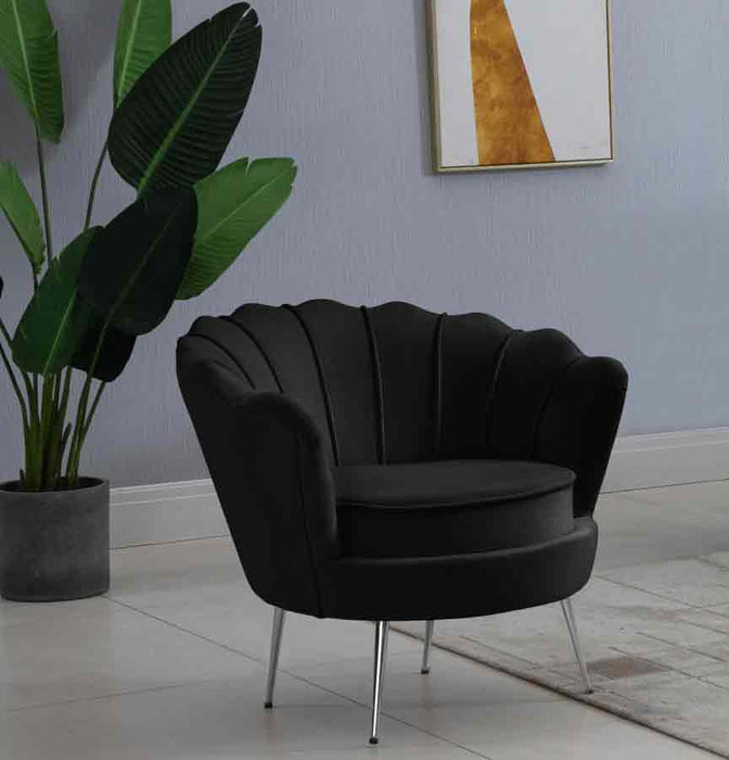 Meridian Furniture - Gardenia Velvet Chair in Black - 684Black-C - GreatFurnitureDeal