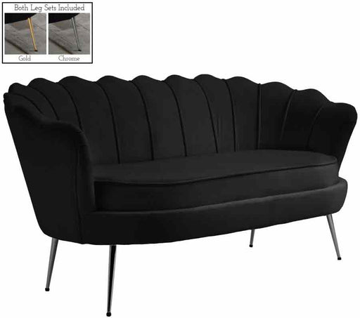 Meridian Furniture - Gardenia Velvet Loveseat in Black - 684Black-L - GreatFurnitureDeal