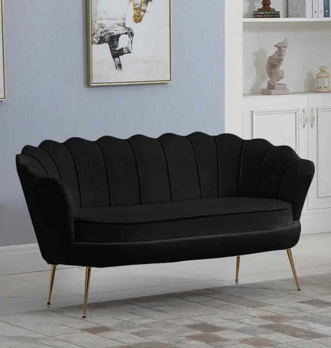 Meridian Furniture - Gardenia Velvet Loveseat in Black - 684Black-L - GreatFurnitureDeal