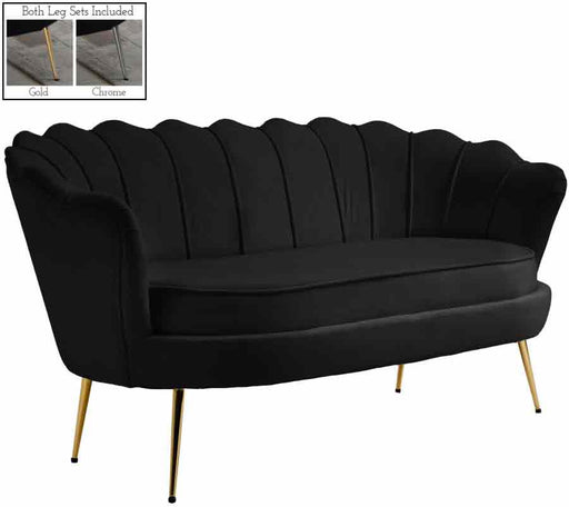 Meridian Furniture - Gardenia Velvet Loveseat in Black - 684Black-L - GreatFurnitureDeal