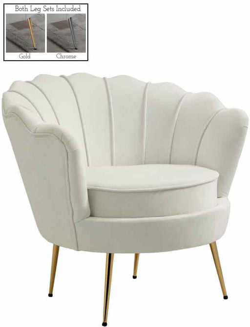 Meridian Furniture - Gardenia Velvet Chair in Cream - 684Cream-C - GreatFurnitureDeal