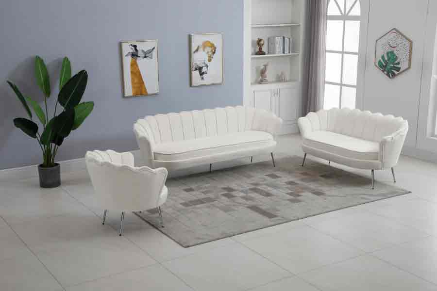 Meridian Furniture - Gardenia Velvet Loveseat in Cream - 684Cream-L - GreatFurnitureDeal