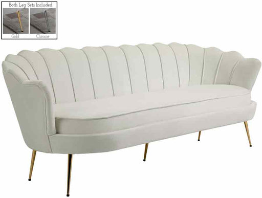 Meridian Furniture - Gardenia Velvet Sofa in Cream - 684Cream-S - GreatFurnitureDeal