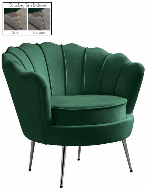 Meridian Furniture - Gardenia Velvet Chair in Green - 684Green-C - GreatFurnitureDeal