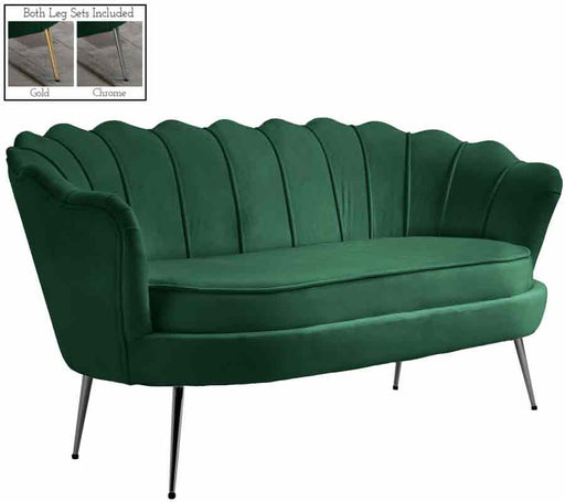 Meridian Furniture - Gardenia Velvet Loveseat in Green - 684Green-L - GreatFurnitureDeal