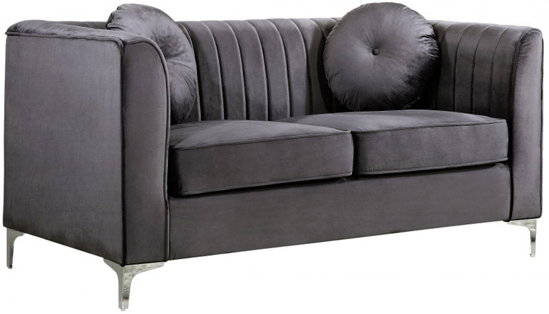 Meridian Furniture - Isabelle 3 Piece Living Room Set in Grey - 612Grey-S-3SET - GreatFurnitureDeal