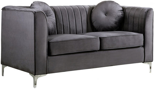 Meridian Furniture - Isabelle Velvet Loveseat in Grey - 612Grey-L - GreatFurnitureDeal