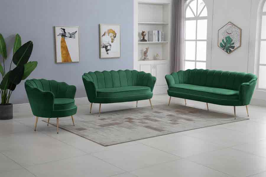 Meridian Furniture - Gardenia Velvet Sofa in Green - 684Green-S - GreatFurnitureDeal
