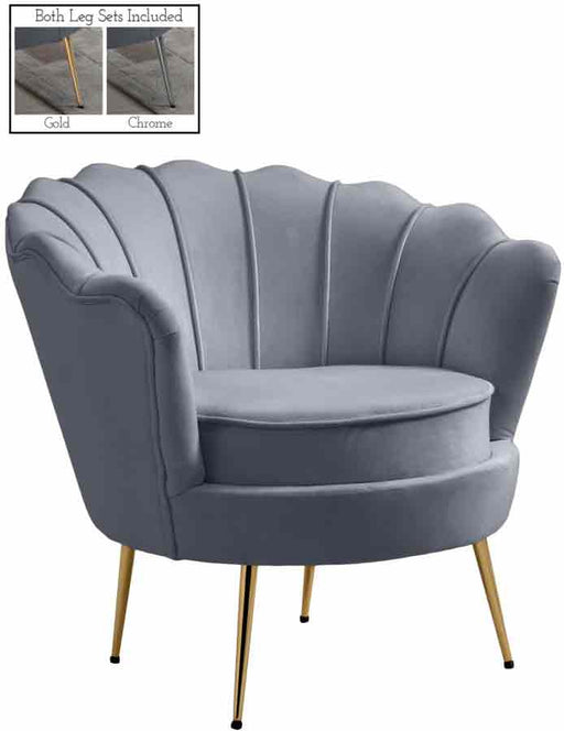 Meridian Furniture - Gardenia Velvet Chair in Grey - 684Grey-C - GreatFurnitureDeal