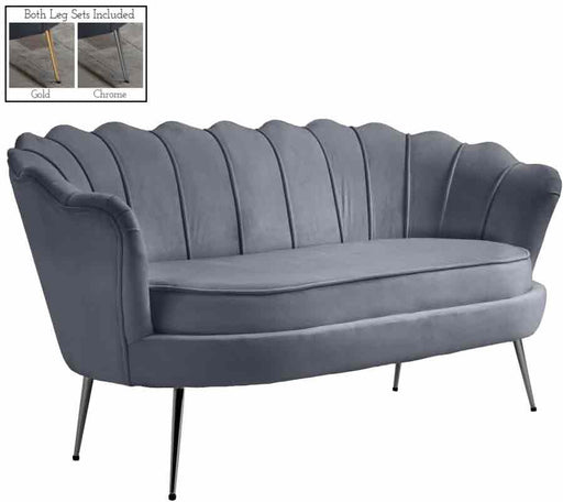 Meridian Furniture - Gardenia Velvet Loveseat in Grey - 684Grey-L - GreatFurnitureDeal