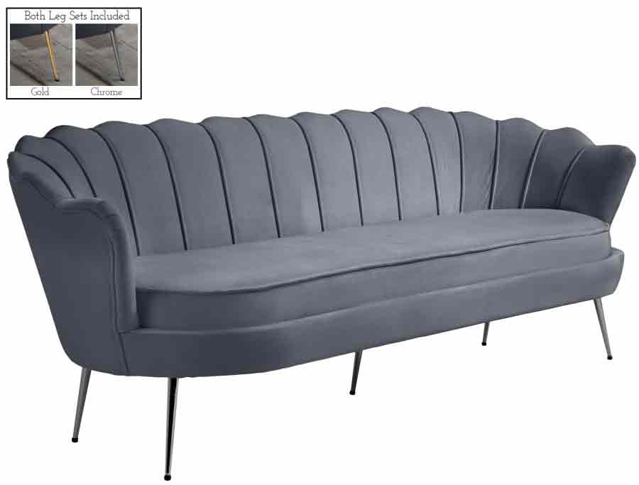Meridian Furniture - Gardenia Velvet Sofa in Grey - 684Grey-S