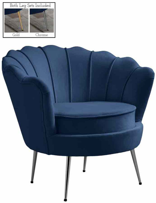Meridian Furniture - Gardenia Velvet Chair in Navy - 684Navy-C