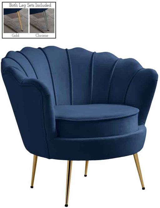 Meridian Furniture - Gardenia Velvet Chair in Navy - 684Navy-C - GreatFurnitureDeal