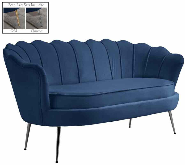 Meridian Furniture - Gardenia Velvet Loveseat in Navy - 684Navy-L - GreatFurnitureDeal