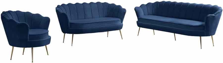Meridian Furniture - Gardenia Velvet Sofa in Navy - 684Navy-S