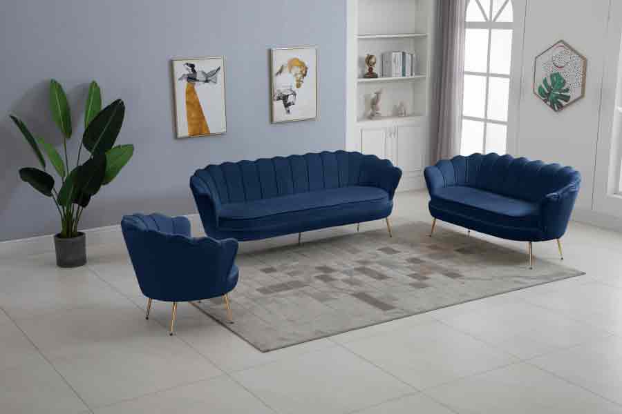 Meridian Furniture - Gardenia Velvet Sofa in Navy - 684Navy-S