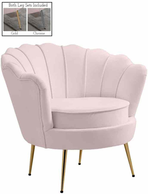 Meridian Furniture - Gardenia Velvet Chair in Pink - 684Pink-C - GreatFurnitureDeal