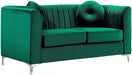 Meridian Furniture - Isabelle Velvet Loveseat in Green - 612Green-L - GreatFurnitureDeal