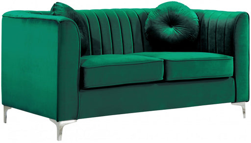 Meridian Furniture - Isabelle Velvet Loveseat in Green - 612Green-L - GreatFurnitureDeal
