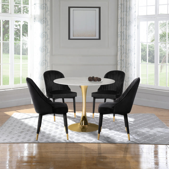 Meridian Furniture - Belle Velvet Dining Chair Set of 2 in Black - 811Black-C - GreatFurnitureDeal