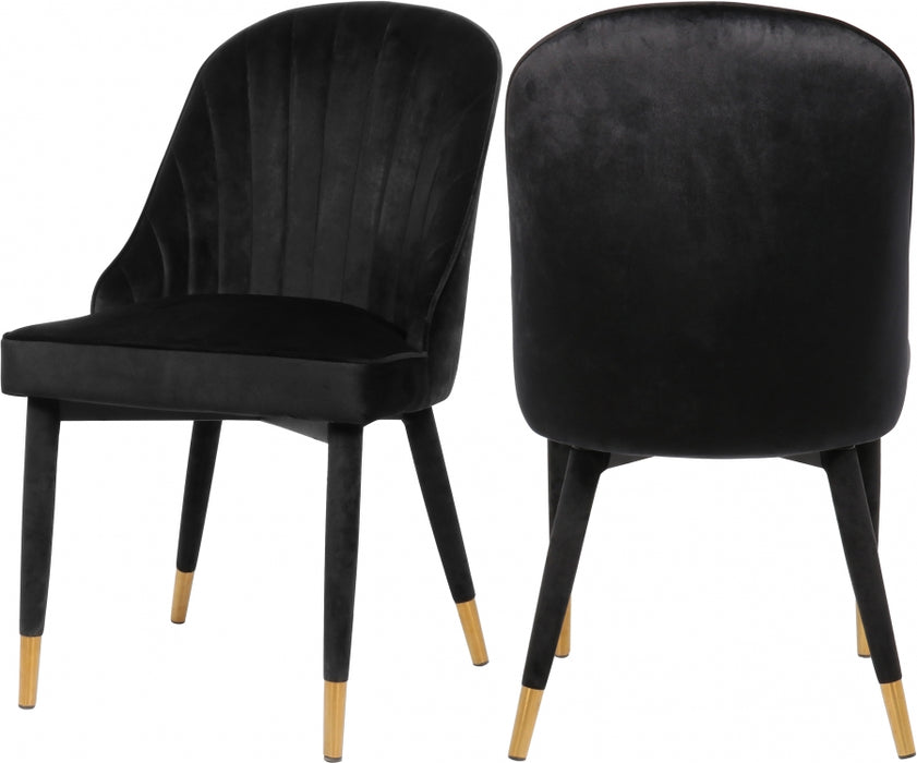 Meridian Furniture - Belle Velvet Dining Chair Set of 2 in Black - 811Black-C - GreatFurnitureDeal