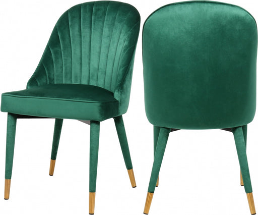 Meridian Furniture - Belle Velvet Dining Chair Set of 2 in Green - 811Green-C - GreatFurnitureDeal
