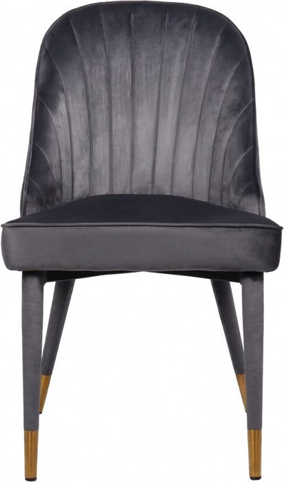 Meridian Furniture - Belle Velvet Dining Chair Set of 2 in Grey - 811Grey-C - GreatFurnitureDeal