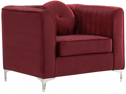 Meridian Furniture - Isabelle Velvet Chair in Burgundy - 612Burg-C - GreatFurnitureDeal