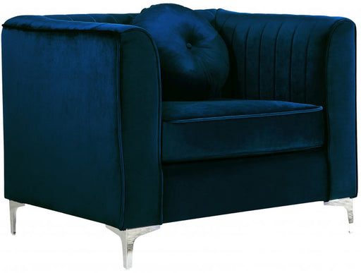 Meridian Furniture - Isabelle Velvet Chair in Navy - 612Navy-C - GreatFurnitureDeal